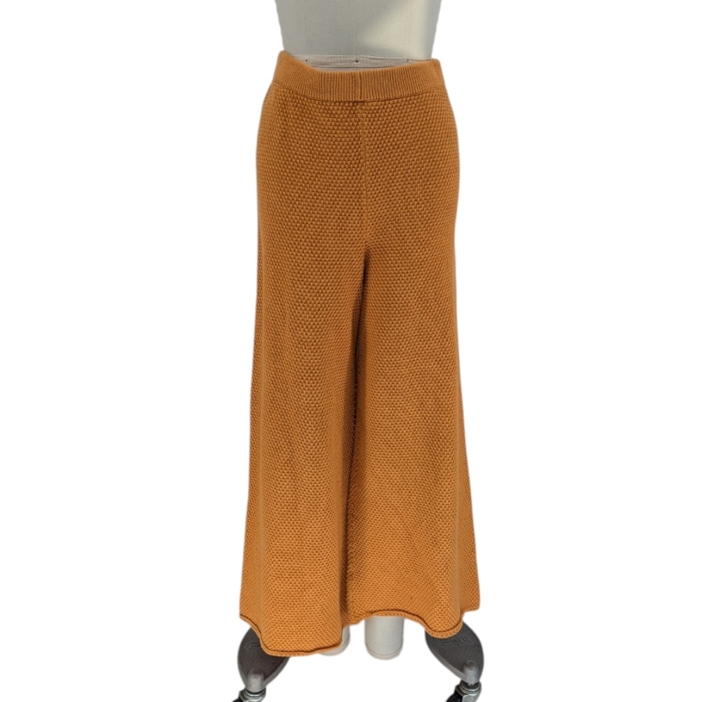 00551 Free People Beach Knit Wide Leg Cropped Pant Yellow size Medium bohemian